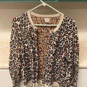 A.n.d. E a w y leopard print cardigan Sz XXL